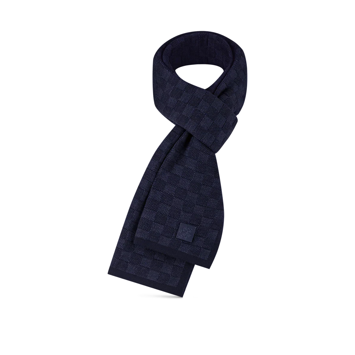 Bonnet et Écharpe Néo Petit Damier Bleu Marine