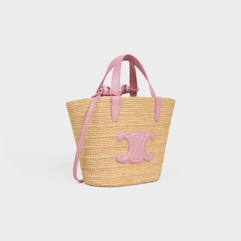 Céline - Classic Panier petit modèle Souple Raphia et veau Pink