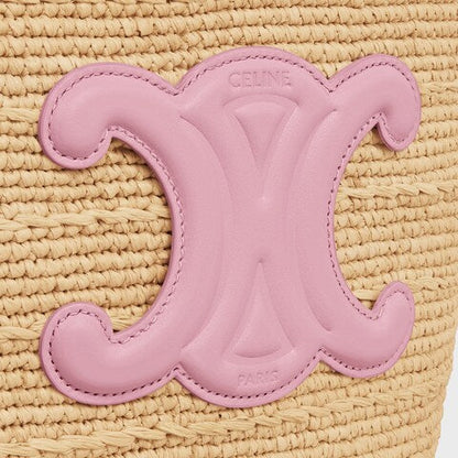 Céline - Classic Panier petit modèle Souple Raphia et veau Pink