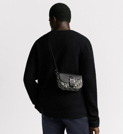 Mini sac Messenger à rabat Saddle Noir et Beige