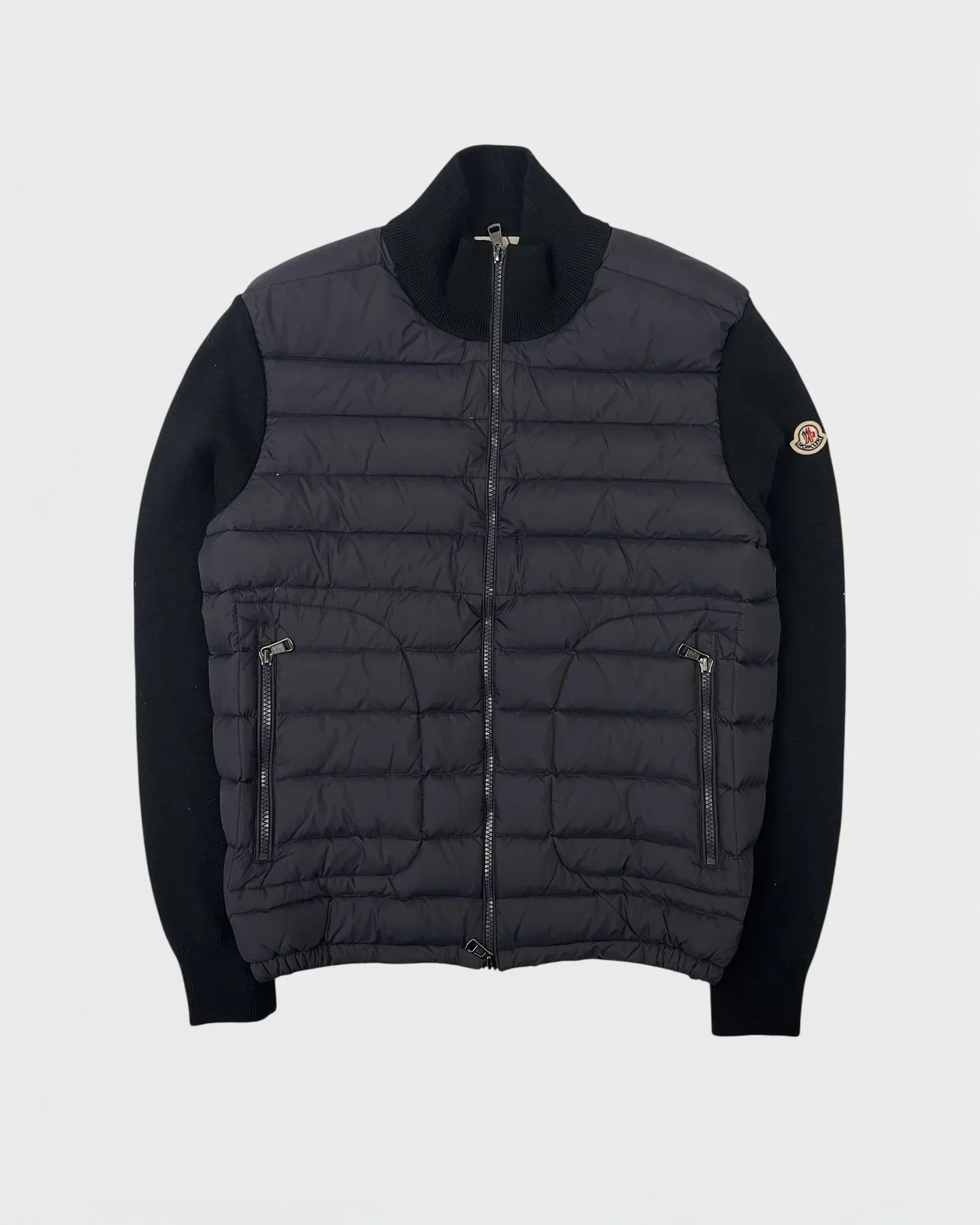 Moncler doudoune bi-matière cardigan