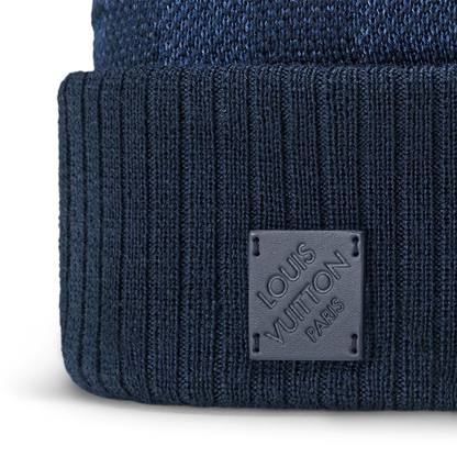 Bonnet et Écharpe Néo Petit Damier Bleu Marine