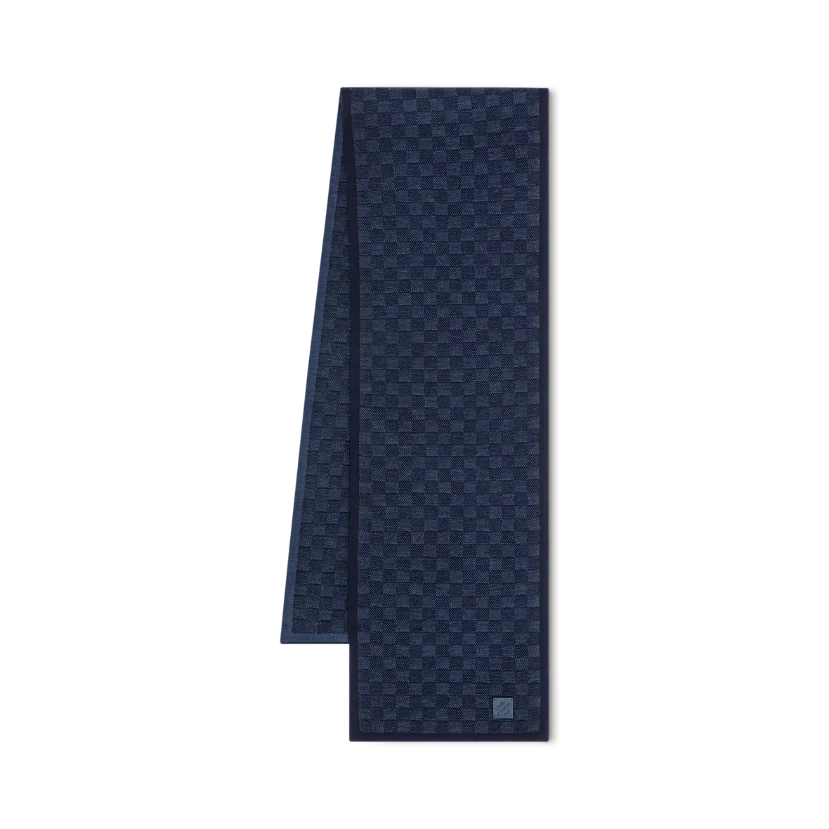 Bonnet et Écharpe Néo Petit Damier Bleu Marine