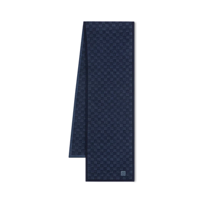 Bonnet et Écharpe Néo Petit Damier Bleu Marine