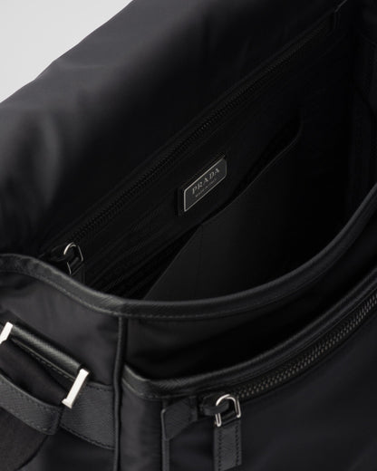 Sac porté épaule en Re-Nylon et cuir Saffiano