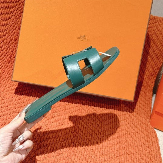 Hermes - Claquettes Vert Bouteille