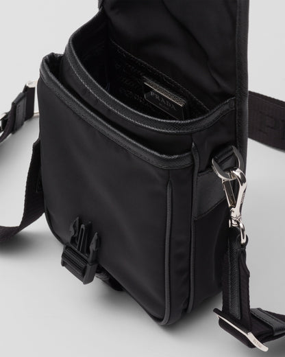Sac porté épaule en Re-Nylon et cuir Saffiano
