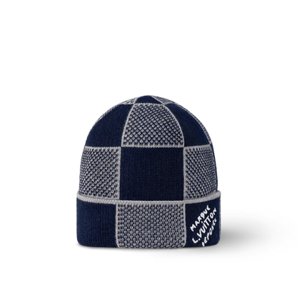 Bonnet et Écharpe Damier Heritage Bleu Marine
