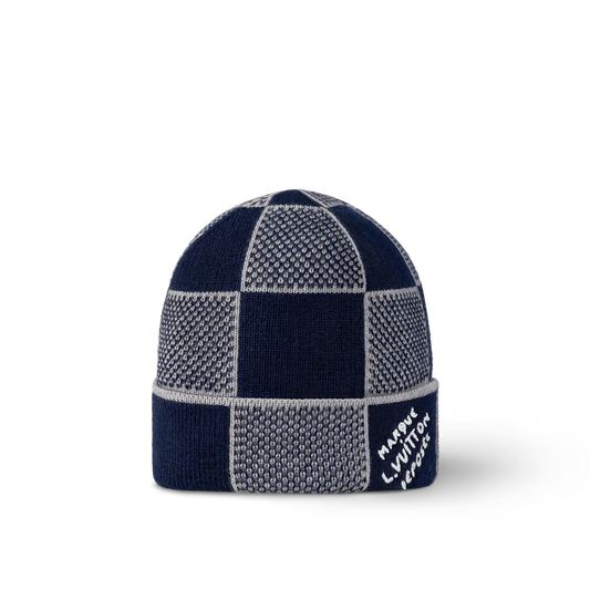 Bonnet et Écharpe Damier Heritage Bleu Marine