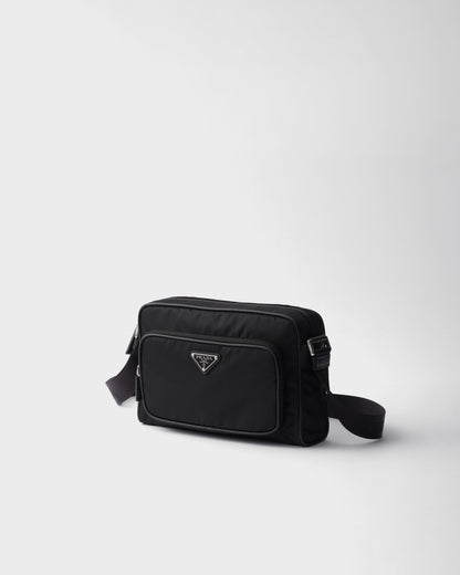 Petit sac porté épaule en Re-Nylon et cuir Saffia