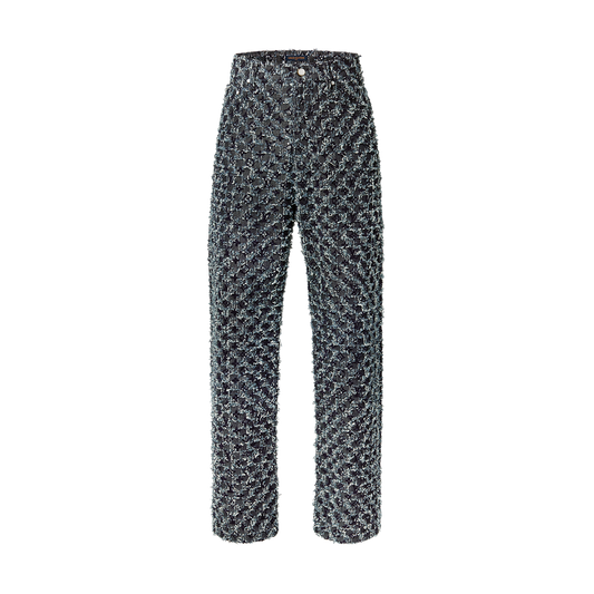 Pantalon droit à Monogram floqué en denim