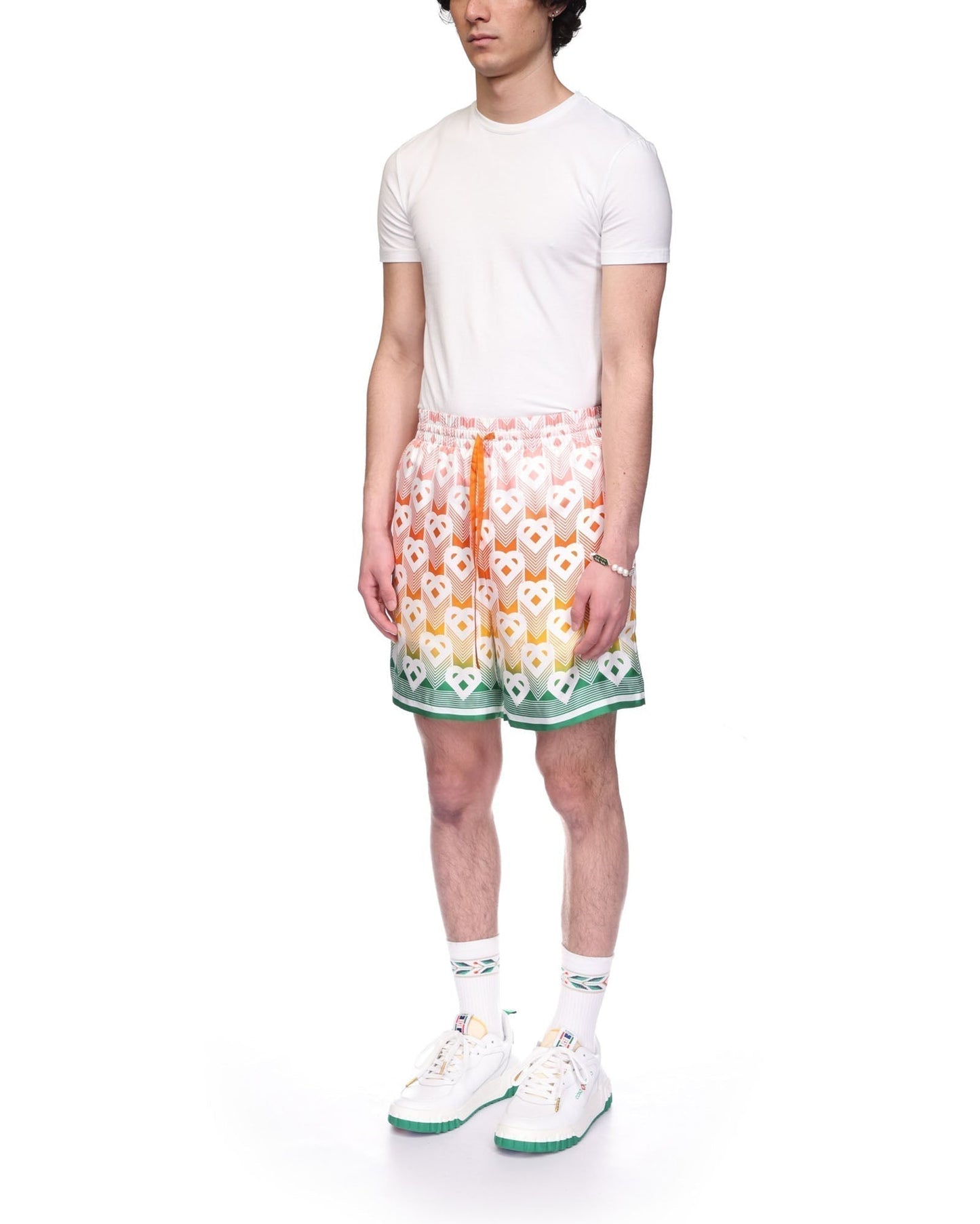 Gradient Heart Monogram Silk Shorts